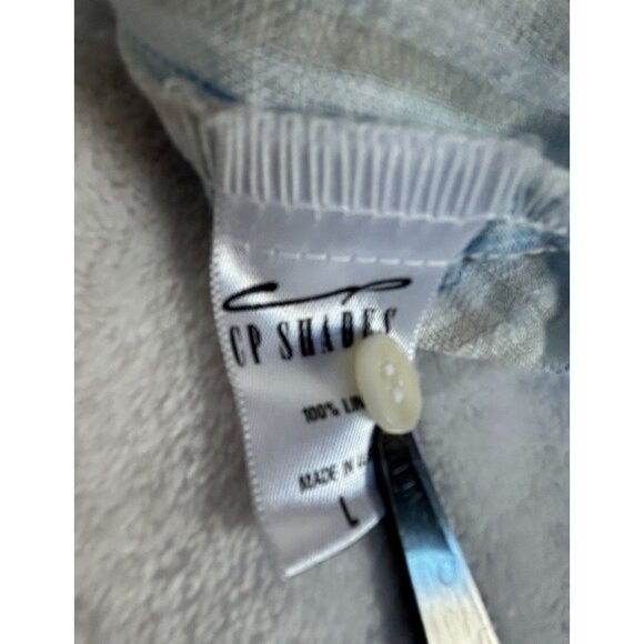 CP Shades Womens Striped Button-Up Shirt The Seaside Style Blue Linen Large NWOT - Picture 7 of 8